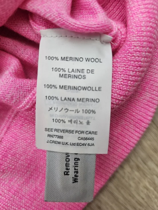 J Crew Merino Wool Bright Pink Crewneck Sweater Xxs - Picture 6 of 11